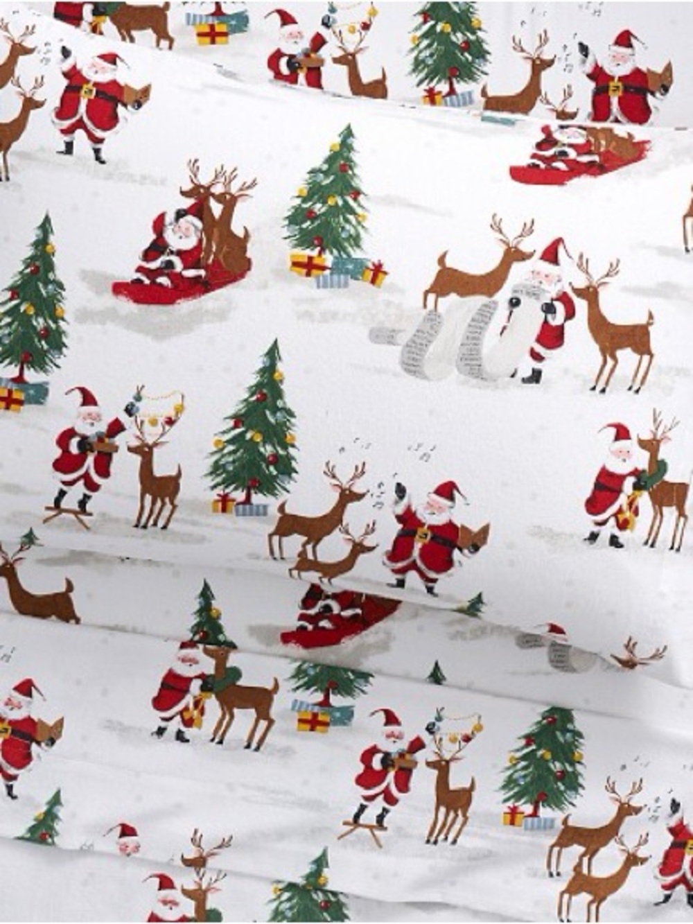 🎅🏼 Pottery Barn Kids Santa Sheets Full Size Christmas Holiday Reindeer Sheet Set